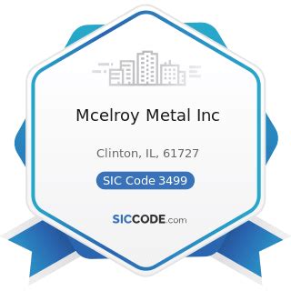 3499 fabricated metal products not elsewhere classified|US SIC Code 3499 Fabricated Metal Products, Not Elsewhere .